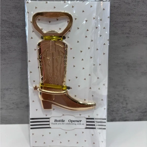 NWT Gold Colored Metal Western Country Cowboy Boot Cowgirl Boot Bottle Opener - Picture 1 of 3